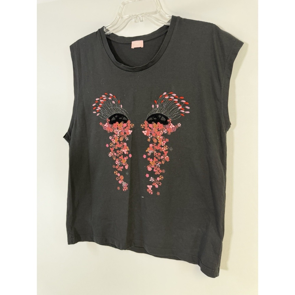 Giamba Paris by Giambattista Valli Fairy Top Blouse Women's S‎ Embroidered Black